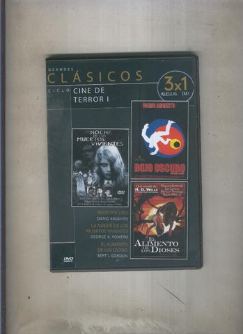 DVD: 3x1: Rojo oscuro, La noche de los muertos vivientes, El alimento de los dioses