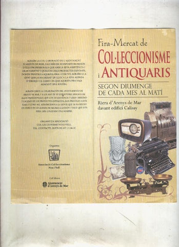 Folleto diptyico de la Fira Mercat de colleccionisme i antiquairs de Arenys de Mar