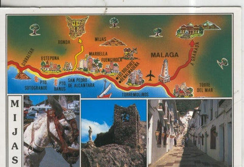 Postal 010416: Vistas y plano de Mijas en Malaga