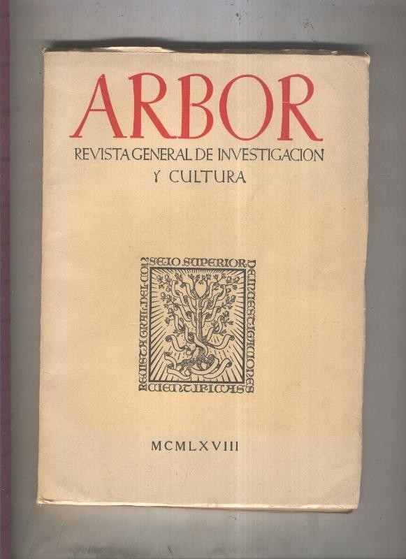 Arbor. Revista general de investigacion y cultura numero 273/274
