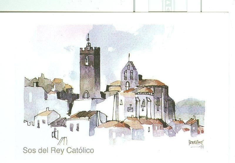 Postal 6302 : Sos del Rey Catolico, Zaragoza, dibujo: Teodoro Perez Bordetas