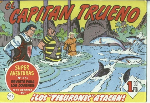 El Capitan trueno facsimil numero 321: Los tiburones atacan