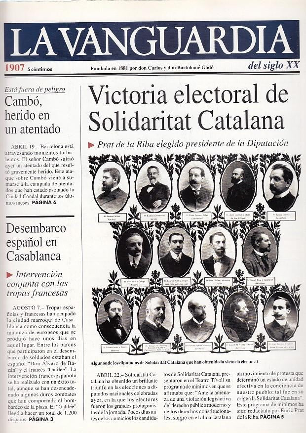 LA VANGUARDIA año 1907. Victoria electoral de Solidaritat Catalana