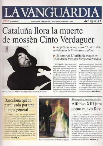 LA VANGUARDIA año 1902. Cataluña llora la muerte de Cinto Verdaguer