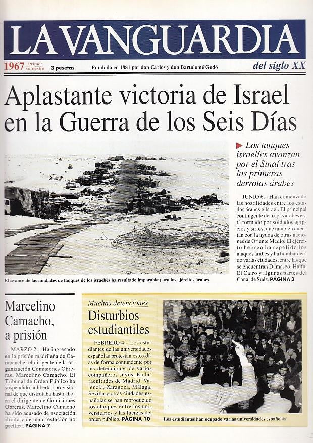 LA VANGUARDIA año 1967 primer semestre. Victoria de Israel en la Guerra de los Seis Dias
