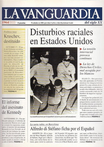 LA VANGUARDIA año 1964 segundo semestre. Disturbios raciales en Estados Unidos
