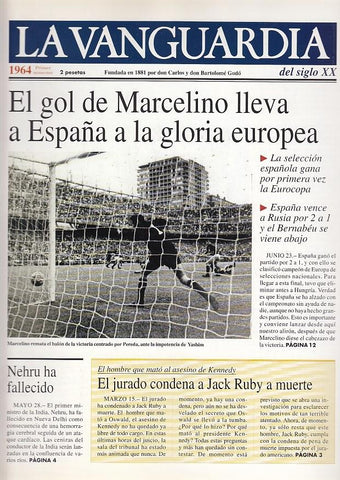LA VANGUARDIA año 1964 primer  semestre. El gol de Marcelino lleva a España a la gloria europea