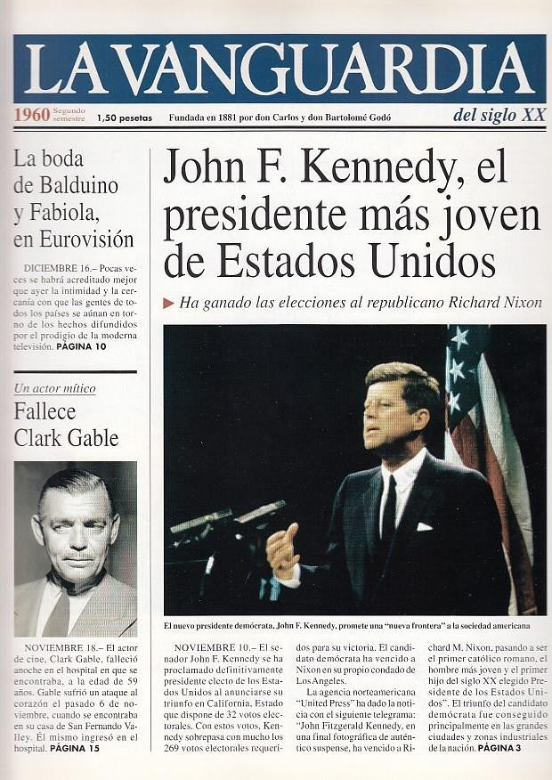 LA VANGUARDIA año 1960 segundo semestre. Kennedy, el presidente mas joven de Estados Unidos