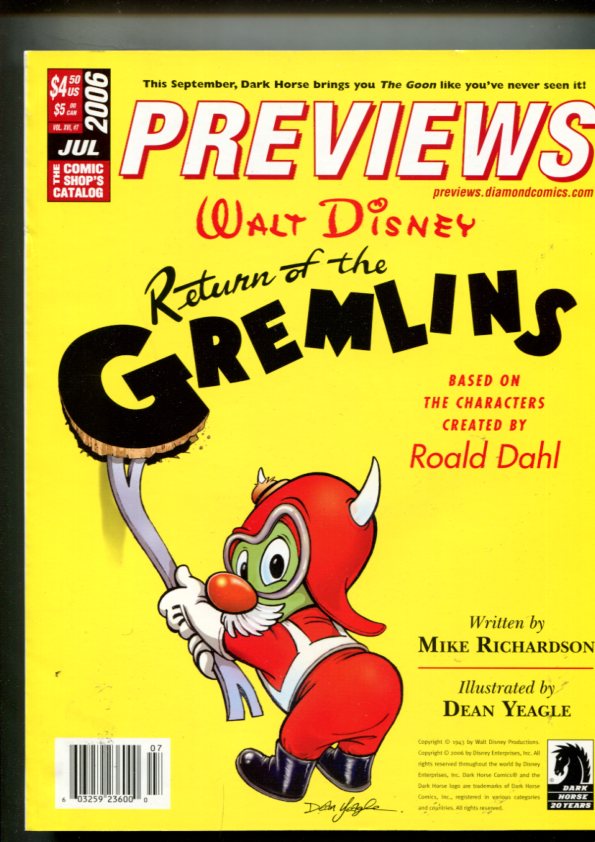 Previews the comic shops catalog julio 2006