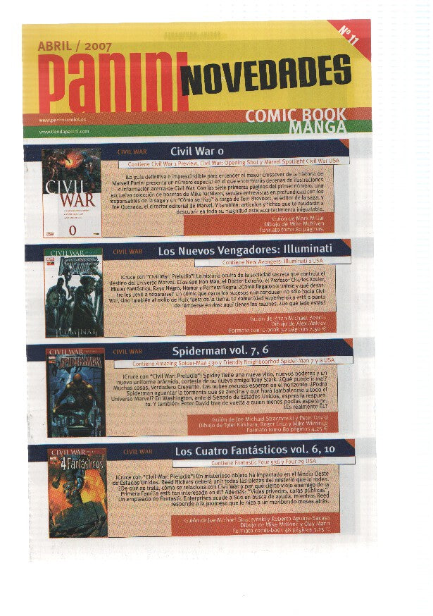PANINI NOVEDADES - Comic Book/Manga, Numero 11: Abril 2007