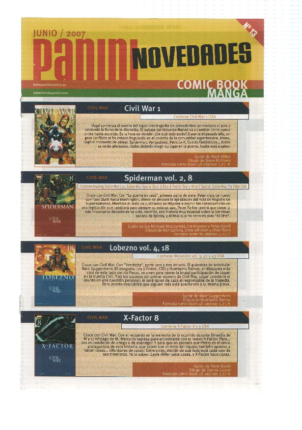 PANINI NOVEDADES - Comic Book/Manga, Numero 13: Junio 2007