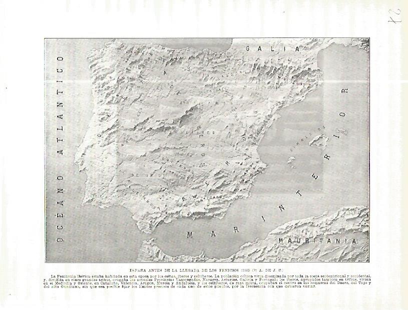 LAMINA 4540: Mapa de España antes de la llegada de los fenicios