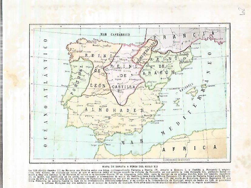 LAMINA 4542: Mapa de España a fines del siglo XII