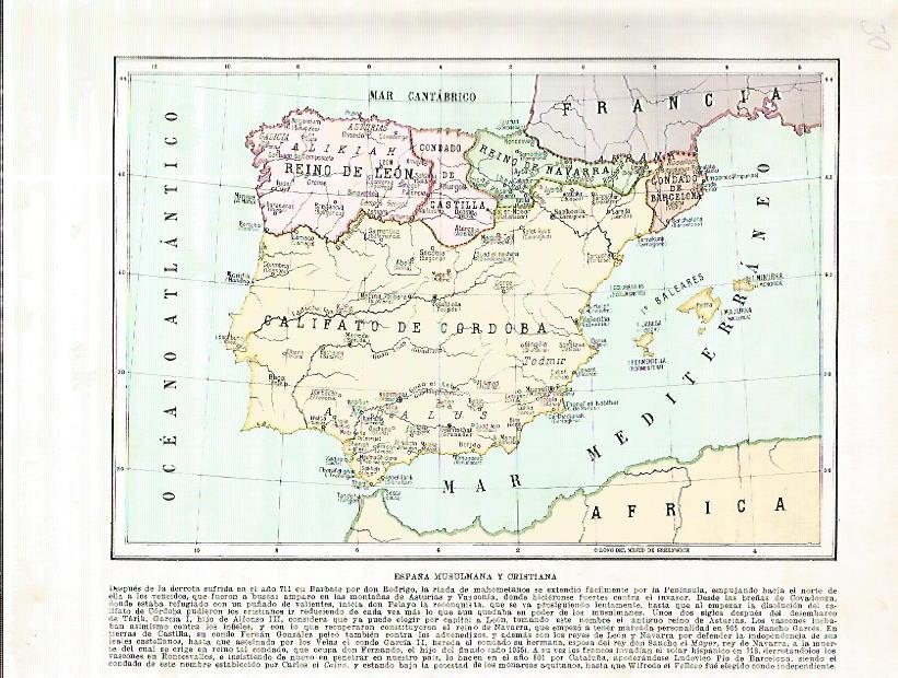 LAMINA 4543: Mapa de España musulmana y cristiana