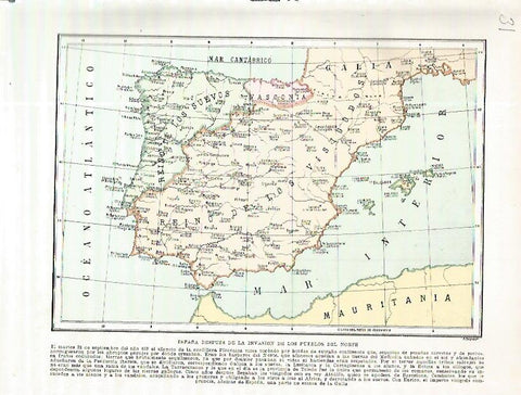 LAMINA 4544: Mapa de España despues de la invasion de los pueblos del norte