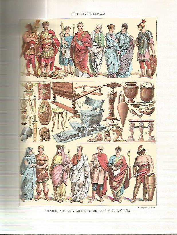 LAMINA 4563: Trajes y armas de la Epoca Romana