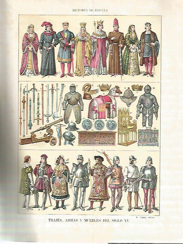 LAMINA 4567: Trajes armas y enseres del siglo XV