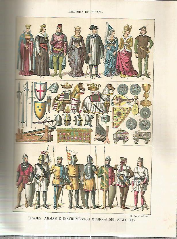 LAMINA 4568: Trajes armas e instrumentos musicos del siglo XIV
