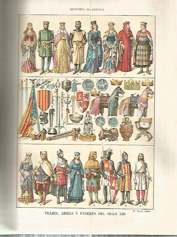 LAMINA 4569: Trajes armas y enseres del siglo XIII
