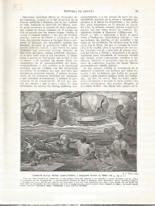 LAMINA 4617: Combate naval junto al Ebro entre romanos y cartagineses