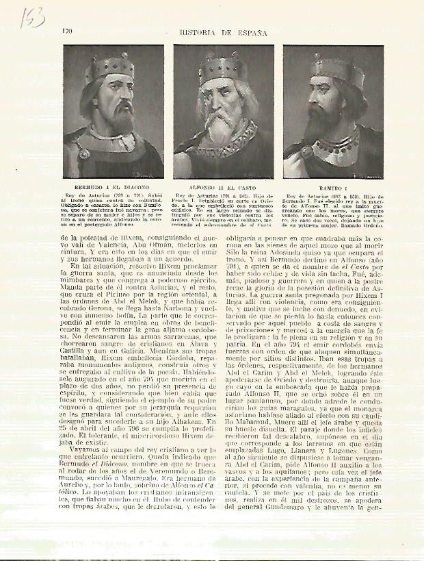 LAMINA 4666: Retratos de Bermudo I el Diacono Alfonso II el Casto y Ramiro I