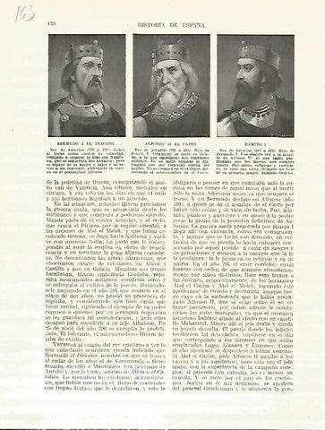 LAMINA 4666: Retratos de Bermudo I el Diacono Alfonso II el Casto y Ramiro I