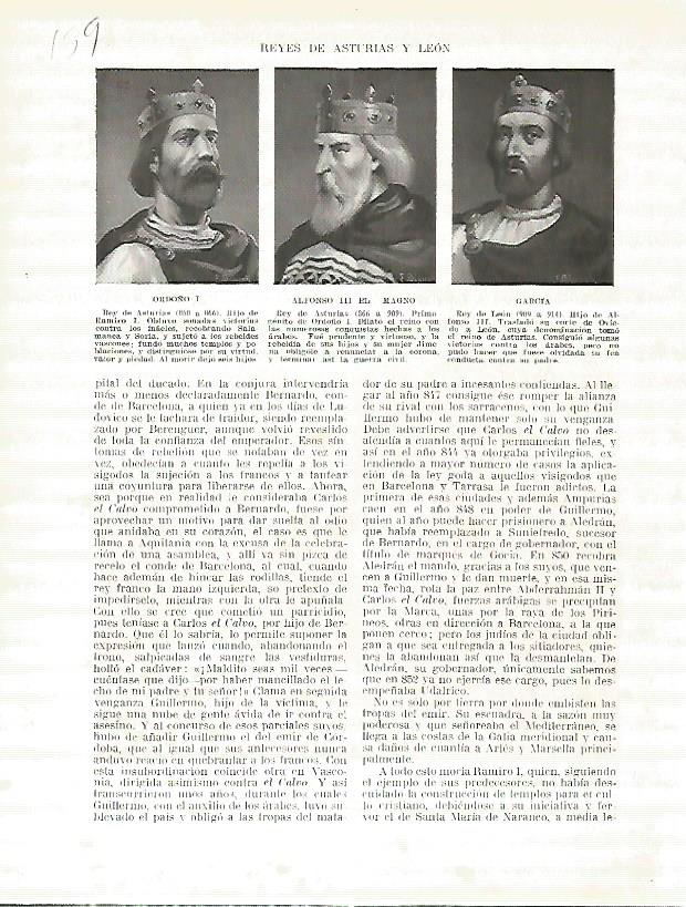 LAMINA 4672: Retratos de Ordoño I Alfonso III el Magno y Garcia