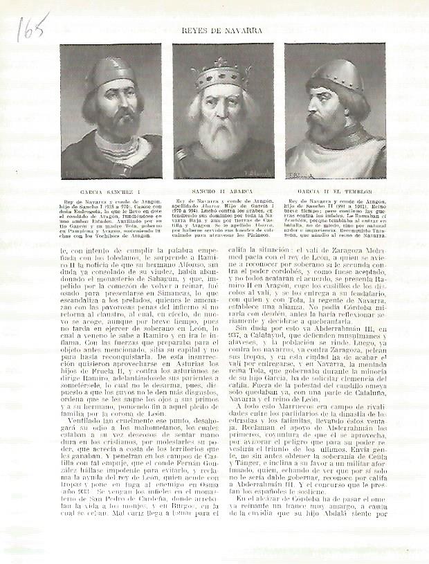 LAMINA 4678: Retratos de Garcia Sanchez I Sancho II Abarca y Garcia II el Temblon