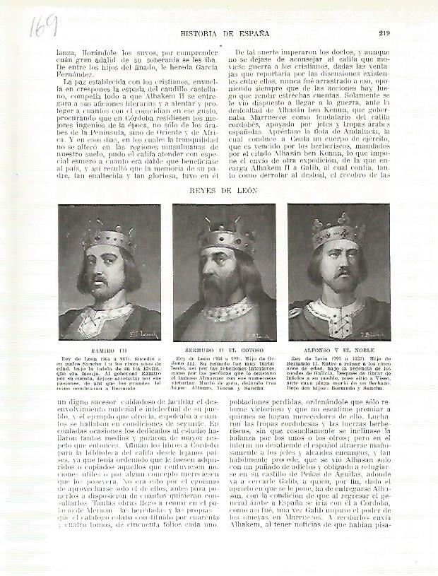 LAMINA 4682: Retratos de Ramiro III Bermudo II el Gotoso y Alfonso V el Noble