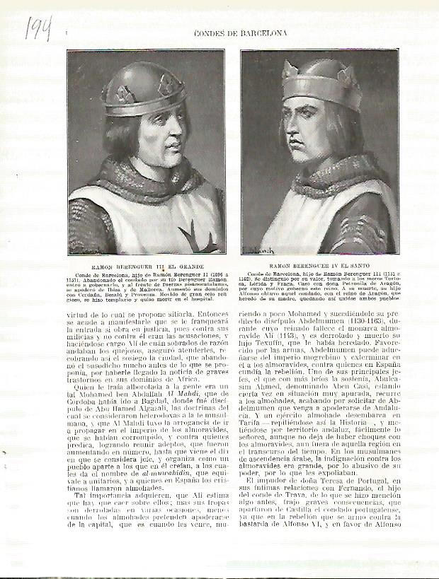 LAMINA 4707: Retratos de Ramon Berenguer III el Gran y Ramon Berenguer IV el Santo