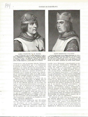 LAMINA 4707: Retratos de Ramon Berenguer III el Gran y Ramon Berenguer IV el Santo