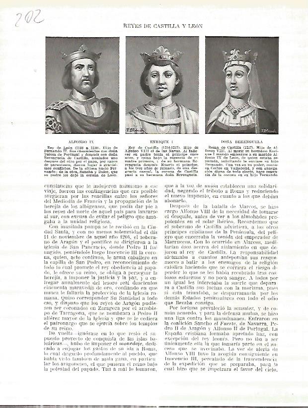 LAMINA 4715: Retratos de Alfonso IX Enrique I y Doña Berenguela