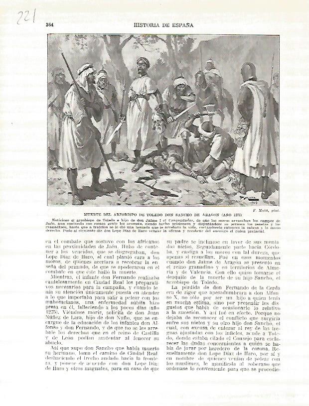 LAMINA 4734: Muerte del Arzobispo de Toledo Don Sancho de Aragon