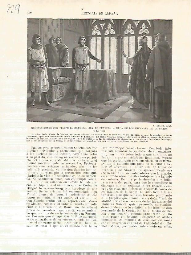 LAMINA 4742: Negociaciones del rey de Francia Felipe el Hermoso acerca de los Infantes de la Cerda (año 1286)