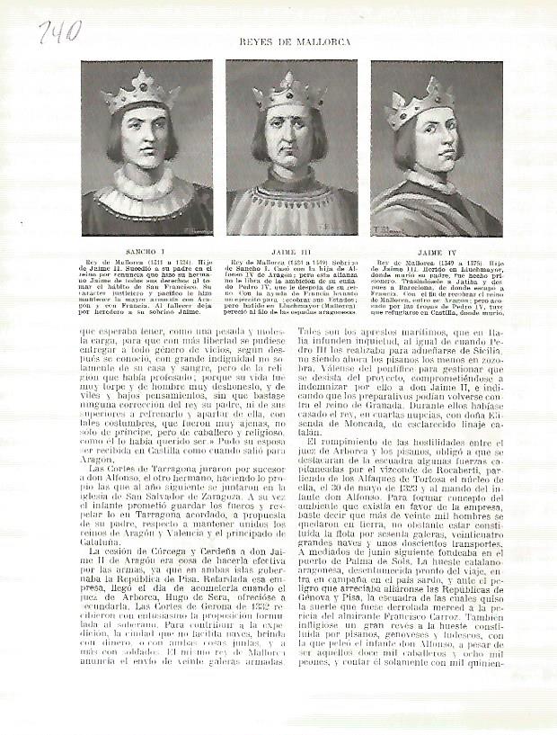 LAMINA 4753: Retratos de Sancho I Jaime II y Jaime IV