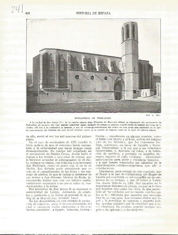 LAMINA 4754: Monasterio de Pedralbes en Barcelona