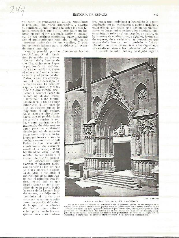 LAMINA 4757: Santa Maria del Mar en Barcelona