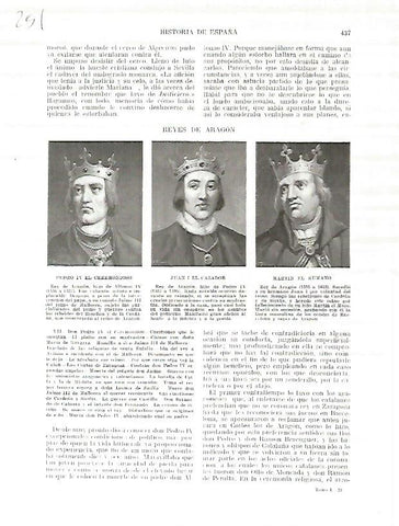 LAMINA 4764: Retratos de Pedro IV el Ceremonioso Juan I el Cazador y Martin el Humano