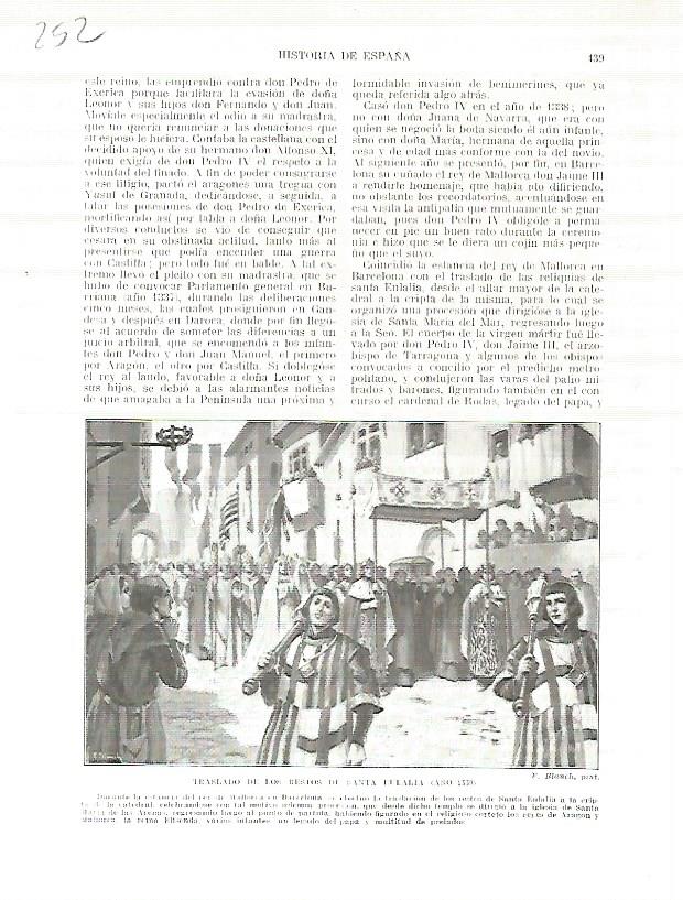 LAMINA 4765: Traslado de los restos de Santa Eulalia en Barcelona