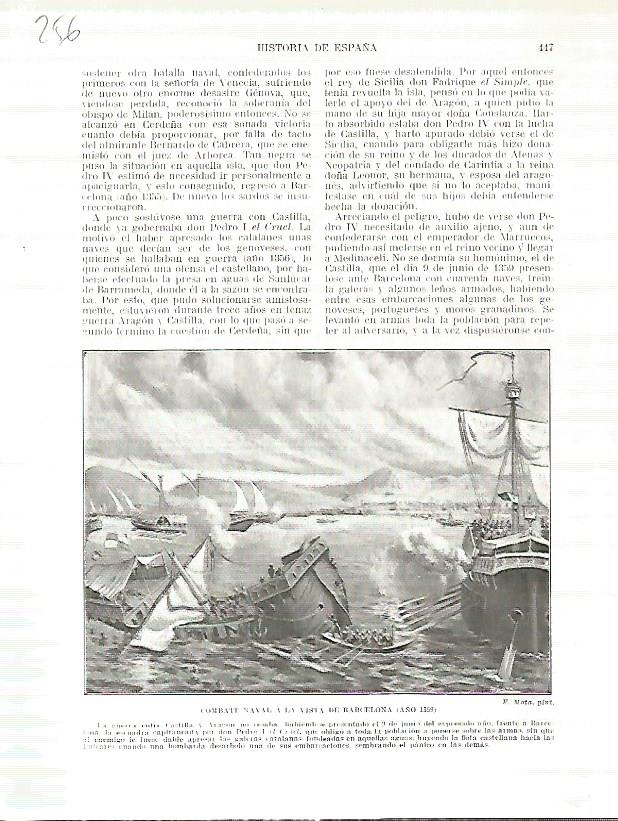 LAMINA 4769: Combate naval a la vista de Barcelona (año 1359)