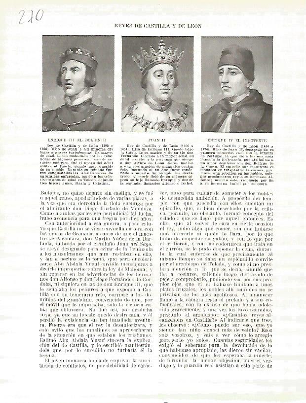 LAMINA 4783: Retratos de Enrique III el Doliente Juan II y Enrique IV el Impotente