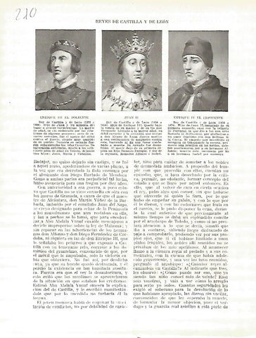 LAMINA 4783: Retratos de Enrique III el Doliente Juan II y Enrique IV el Impotente