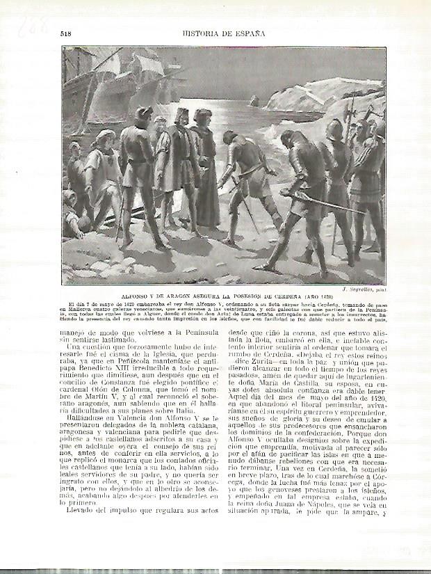 LAMINA 4801: Alfonso V de Aragon asegura Cerdeña