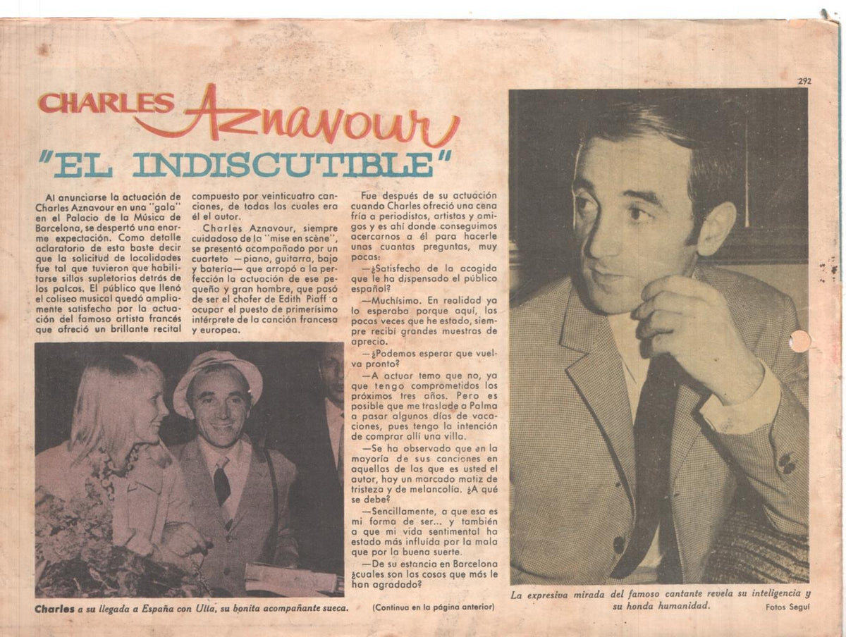 Claro de Luna numero 292; reportaje Charles Aznavour