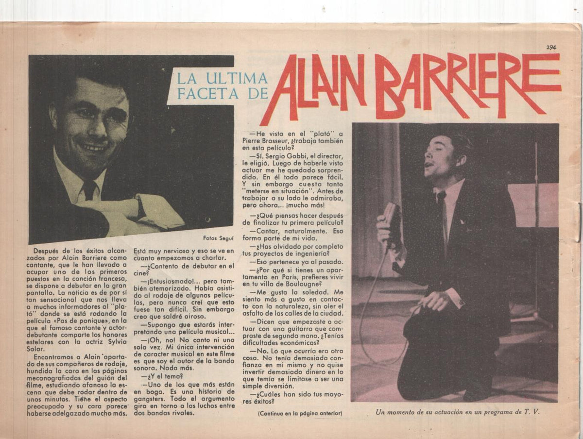 Claro de Luna numero 294: reportaje sobre Alain Barriere
