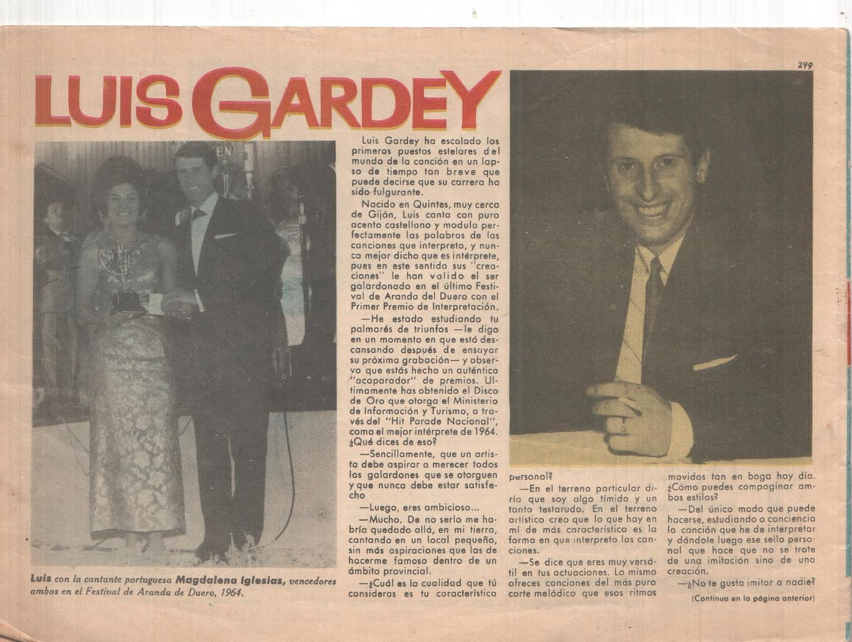 Claro de Luna numero 299: reportaje sobre Luis Gardey