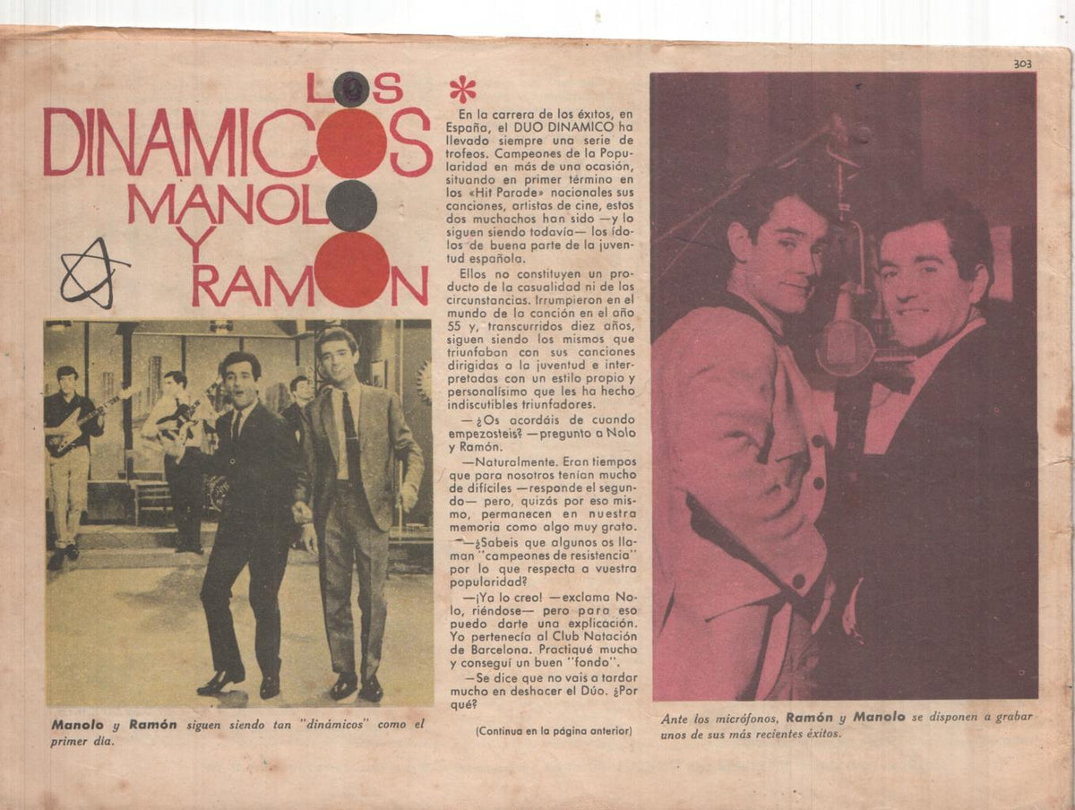 Claro de Luna numero 303: reportaje sobre el Duo Dinamico (numerado 1 en trasera)