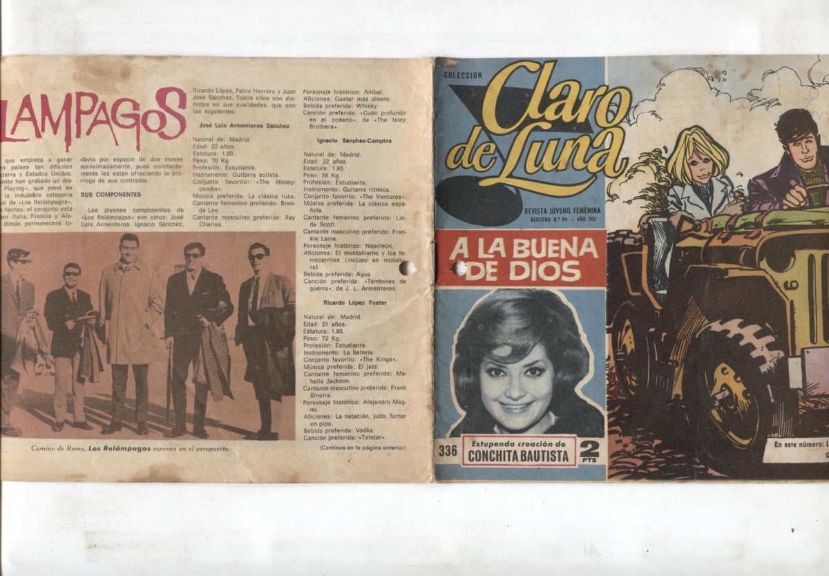 Claro de Luna numero 336: reportaje sobre Los Relampagos (numerado 2 en trasera)