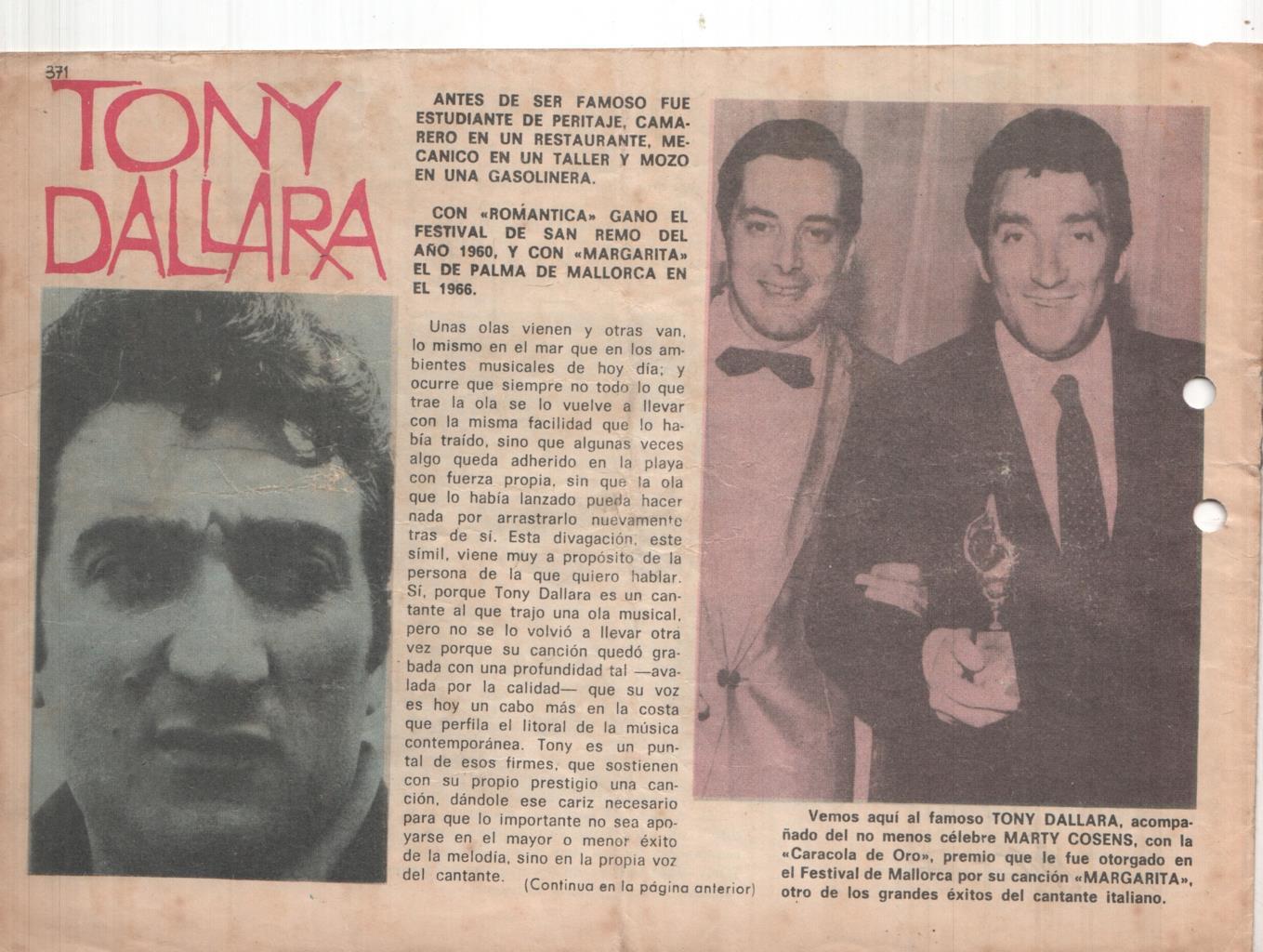 Claro de Luna numero 371: reportaje sobre Tony Dallara