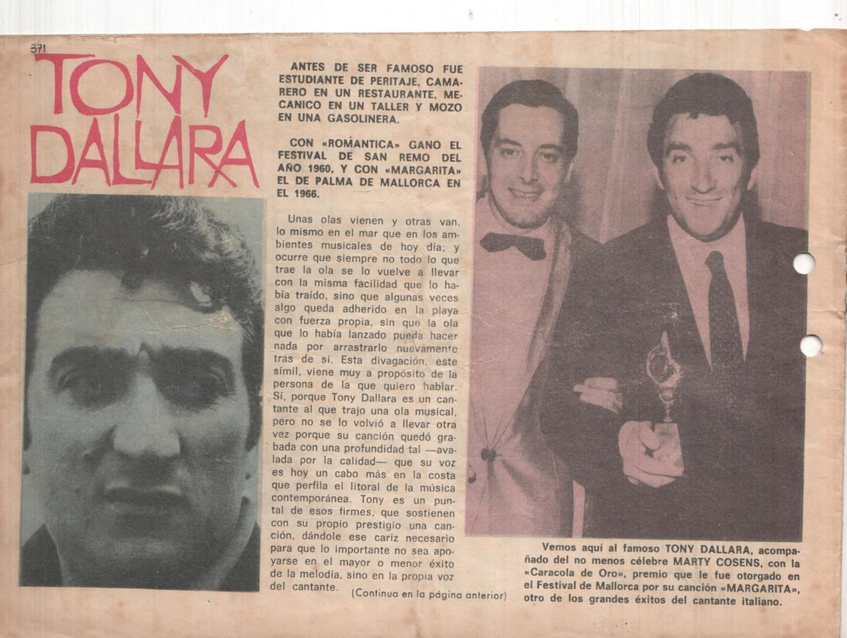 Claro de Luna numero 371: reportaje sobre Tony Dallara
